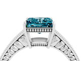 White gold Princess Cut Blue Topaz Engagement Ring with Milgrain Channel Set Band and Prong Setting_4