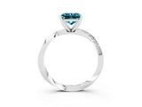 White gold Princess Cut Blue Topaz Engagement Ring with Side Stone Accents and Four-Prong Setting_42