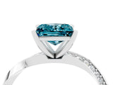 White gold Princess Cut Blue Topaz Engagement Ring with Side Stone Accents and Four-Prong Setting_64