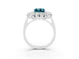 White gold Princess Cut Blue Topaz Floral Double Halo Engagement Ring with Prong Setting_99