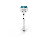 White gold Princess Cut Blue Topaz Halo Ring with Tapered Band and Four-Prong Setting_2