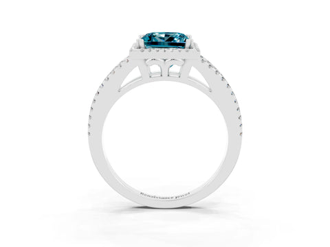 White gold Princess Cut Blue Topaz Halo Split Shank Engagement Ring_15