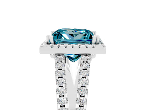 White gold Princess Cut Blue Topaz Halo Split Shank Engagement Ring_17