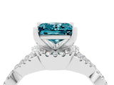 White gold Princess Cut Blue Topaz  Halo Twist Band Solitaire Prong Setting Ring_28