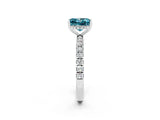 White gold Princess Cut Blue Topaz Pave Band Solitaire Ring with Four-Prong Setting_38