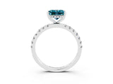 White gold Princess Cut Blue Topaz Pave Band Solitaire Ring with Four-Prong Setting_39