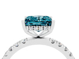 White gold Princess Cut Blue Topaz Pave Band Solitaire Ring with Four-Prong Setting_40
