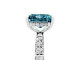White gold Princess Cut Blue Topaz Pave Band Solitaire Ring with Four-Prong Setting_41