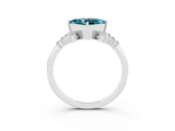 White gold Princess Cut Blue Topaz Ring with Side Stones and Four-Prong Setting_39