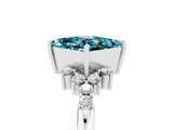 White gold Princess Cut Blue Topaz Ring with Side Stones and Four-Prong Setting_41