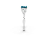 White gold Princess Cut Blue Topaz Solitaire Celtic Knot Ring with Four-Prong Setting_14