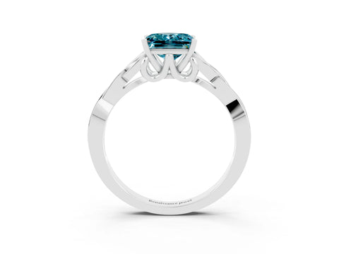White gold Princess Cut Blue Topaz Solitaire Celtic Knot Ring with Four-Prong Setting_15