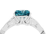 White gold Princess Cut Blue Topaz Solitaire Celtic Knot Ring with Four-Prong Setting_16