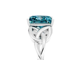 White gold Princess Cut Blue Topaz Solitaire Celtic Knot Ring with Four-Prong Setting_17