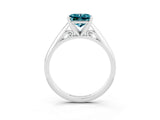 White gold Princess Cut Blue Topaz Solitaire Engagement Ring with Cathedral Setting and Four-Prong Mount_147