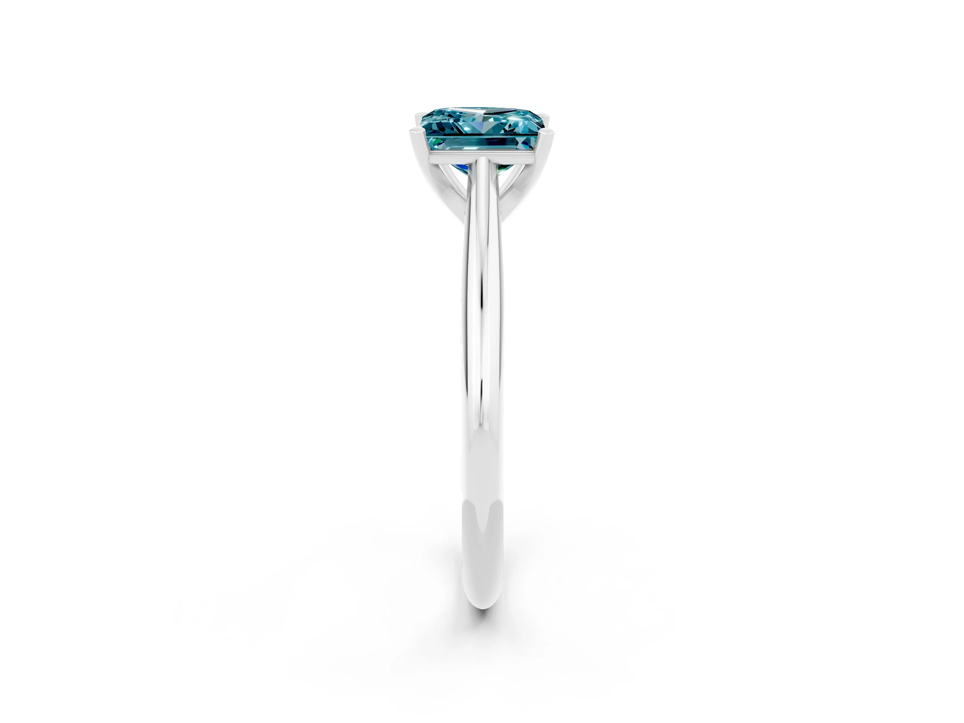 White gold Princess Cut Blue Topaz Solitaire Engagement Ring with Cathedral Setting and Four-Prong Mount_14
