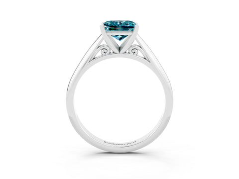 White gold Princess Cut Blue Topaz Solitaire Engagement Ring with Cathedral Setting and Four-Prong Mount_15