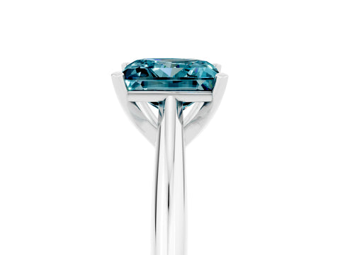 White gold Princess Cut Blue Topaz Solitaire Engagement Ring with Cathedral Setting and Four-Prong Mount_17