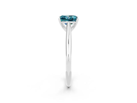 White gold Princess Cut Blue Topaz Solitaire Engagement Ring with Cathedral Setting and Four-Prong Mount_26