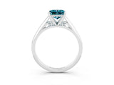 White gold Princess Cut Blue Topaz Solitaire Engagement Ring with Cathedral Setting and Four-Prong Mount_27