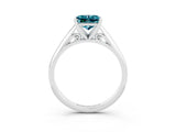 White gold Princess Cut Blue Topaz Solitaire Engagement Ring with Cathedral Setting and Four-Prong Mount_33