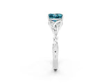 White gold Princess Cut Blue Topaz Solitaire Engagement Ring with Celtic Knot Band and Four-Prong Setting_2