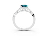 White gold Princess Cut Blue Topaz Solitaire Engagement Ring with Celtic Knot Band and Four-Prong Setting_3
