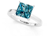 White gold Princess Cut Blue Topaz Solitaire Engagement Ring with Classic Band and Four-Prong Setting_25
