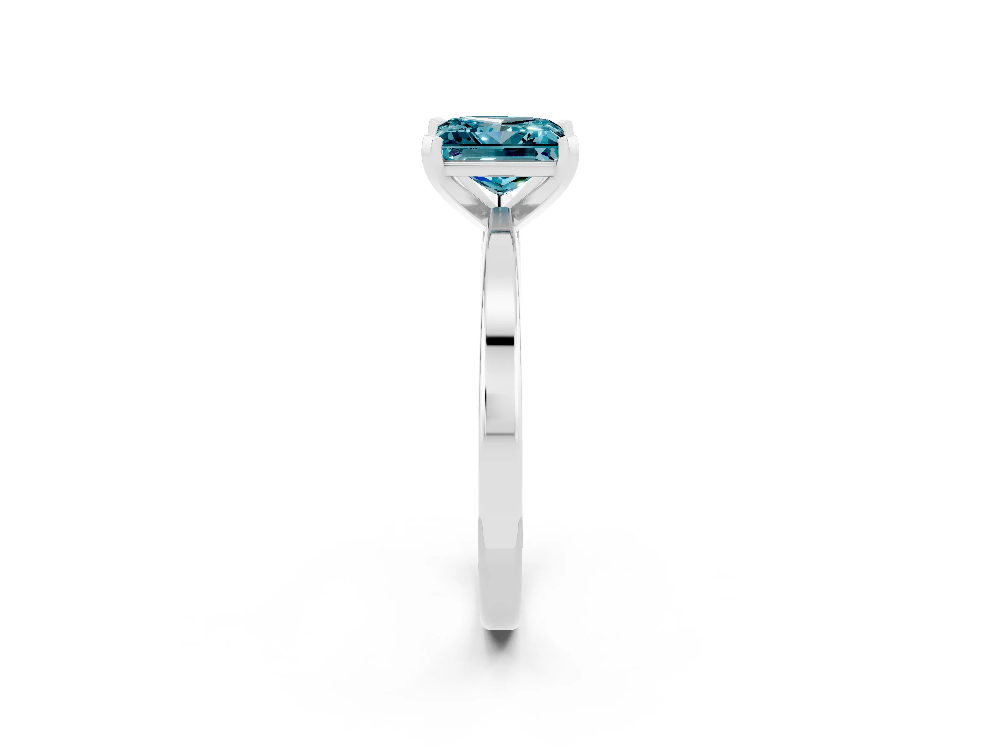 White gold Princess Cut Blue Topaz Solitaire Engagement Ring with Classic Band and Four-Prong Setting_26