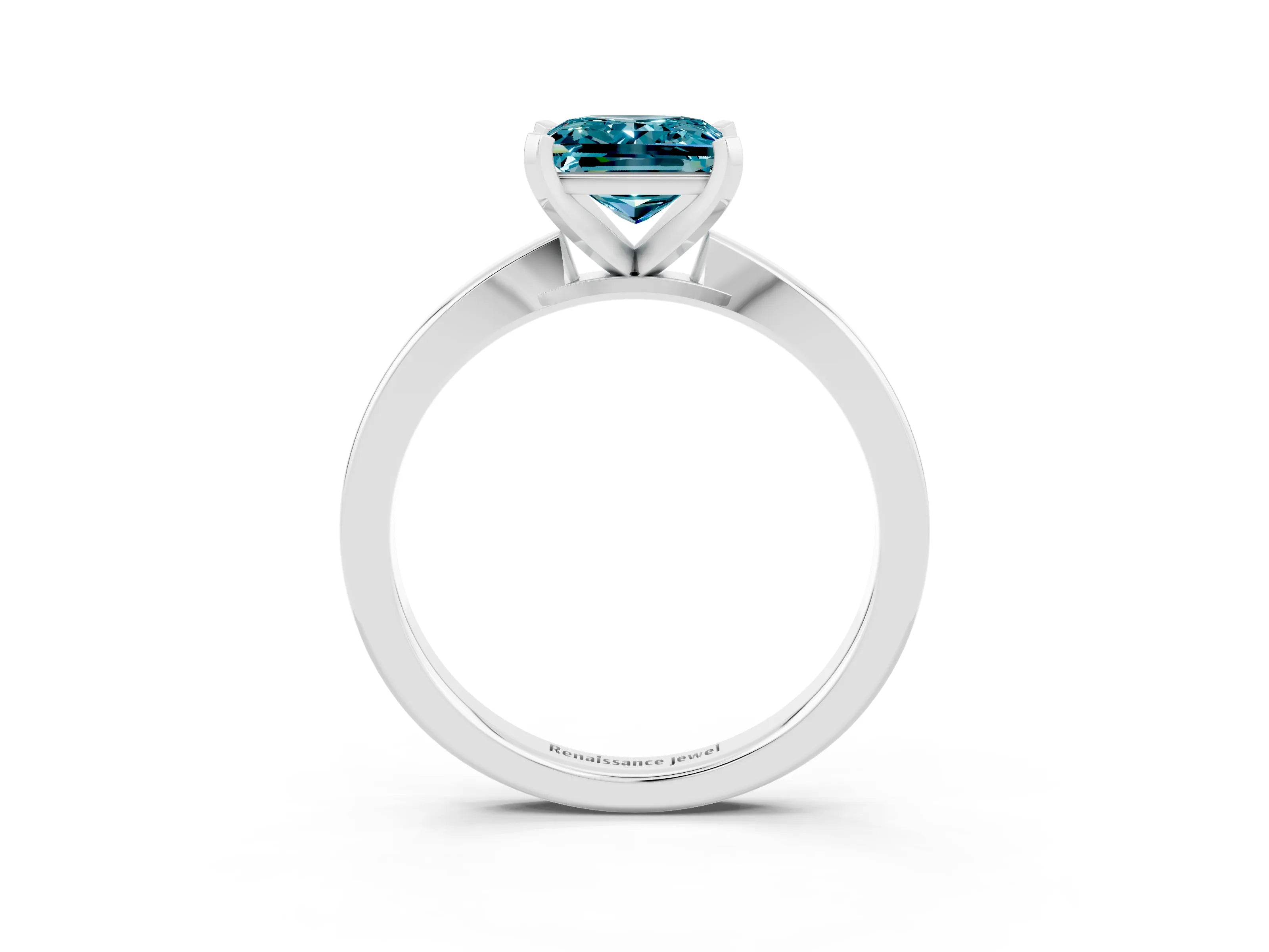White gold Princess Cut Blue Topaz Solitaire Engagement Ring with Classic Band and Four-Prong Setting_27