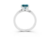 White gold Princess Cut Blue Topaz Solitaire Engagement Ring with Classic Band and Four-Prong Setting_27
