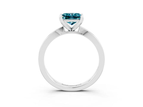 White gold Princess Cut Blue Topaz Solitaire Engagement Ring with Classic Band and Four-Prong Setting_27