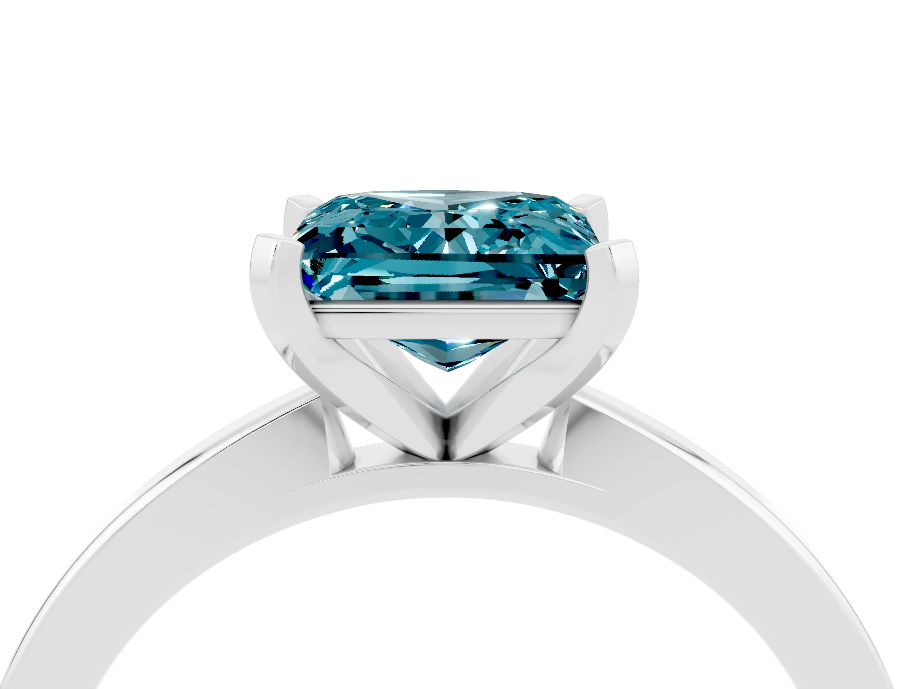 White gold Princess Cut Blue Topaz Solitaire Engagement Ring with Classic Band and Four-Prong Setting_28