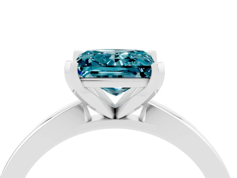 White gold Princess Cut Blue Topaz Solitaire Engagement Ring with Classic Band and Four-Prong Setting_28