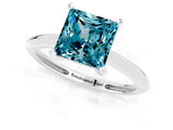 White gold Princess Cut Blue Topaz Solitaire Engagement Ring with Classic Band and Four-Prong Setting_37