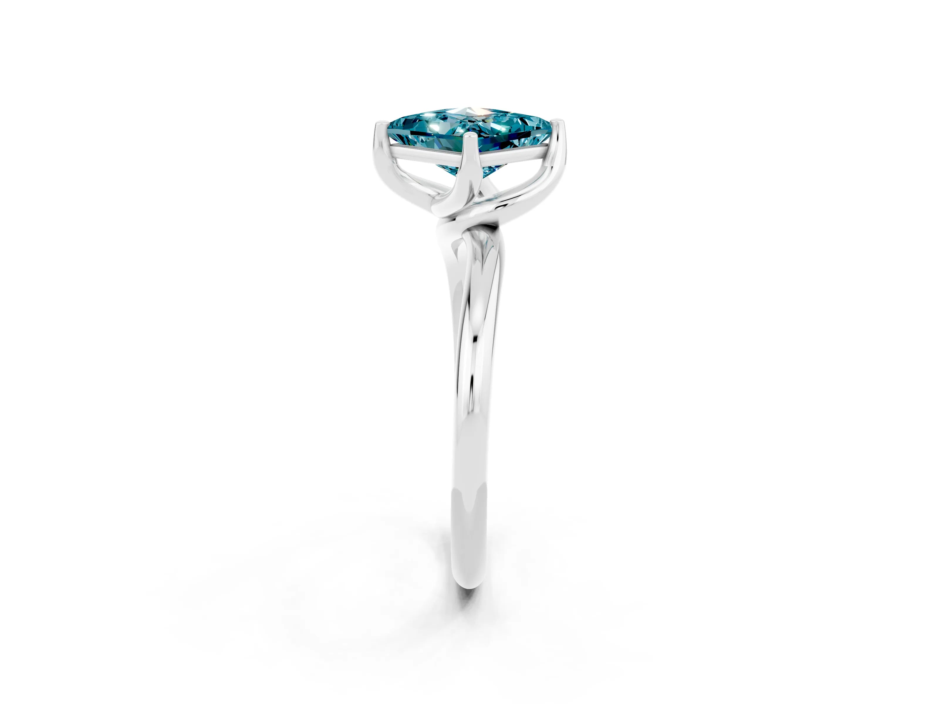 White gold Princess Cut Blue Topaz Solitaire Engagement Ring with Four-Prong Setting and Classic Band_14
