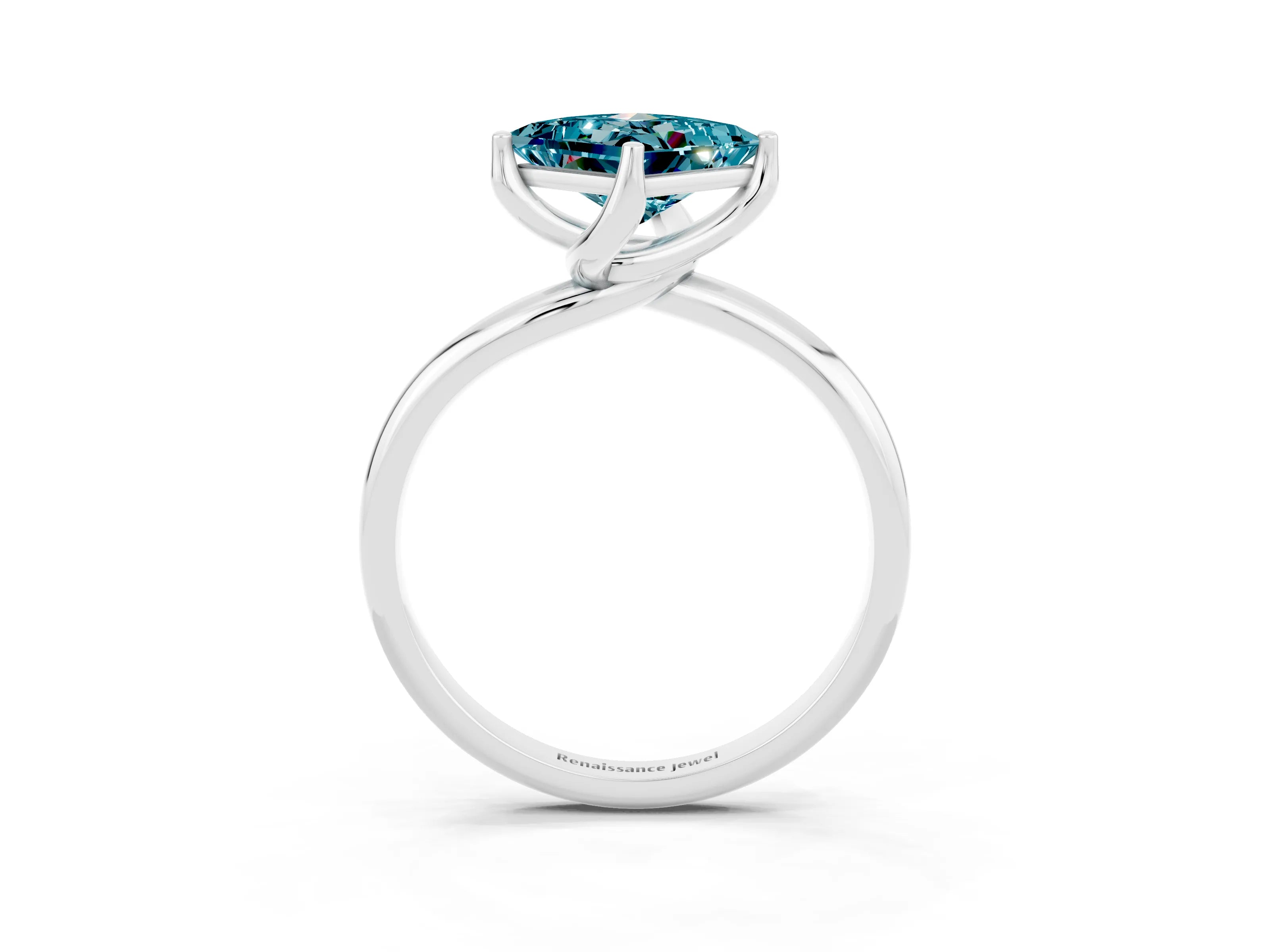 White gold Princess Cut Blue Topaz Solitaire Engagement Ring with Four-Prong Setting and Classic Band_15