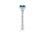 White gold Princess Cut Blue Topaz Solitaire Engagement Ring with Pavé Band and Four-Prong Setting_2