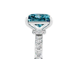 White gold Princess Cut Blue Topaz Solitaire Engagement Ring with Pavé Band and Four-Prong Setting_5