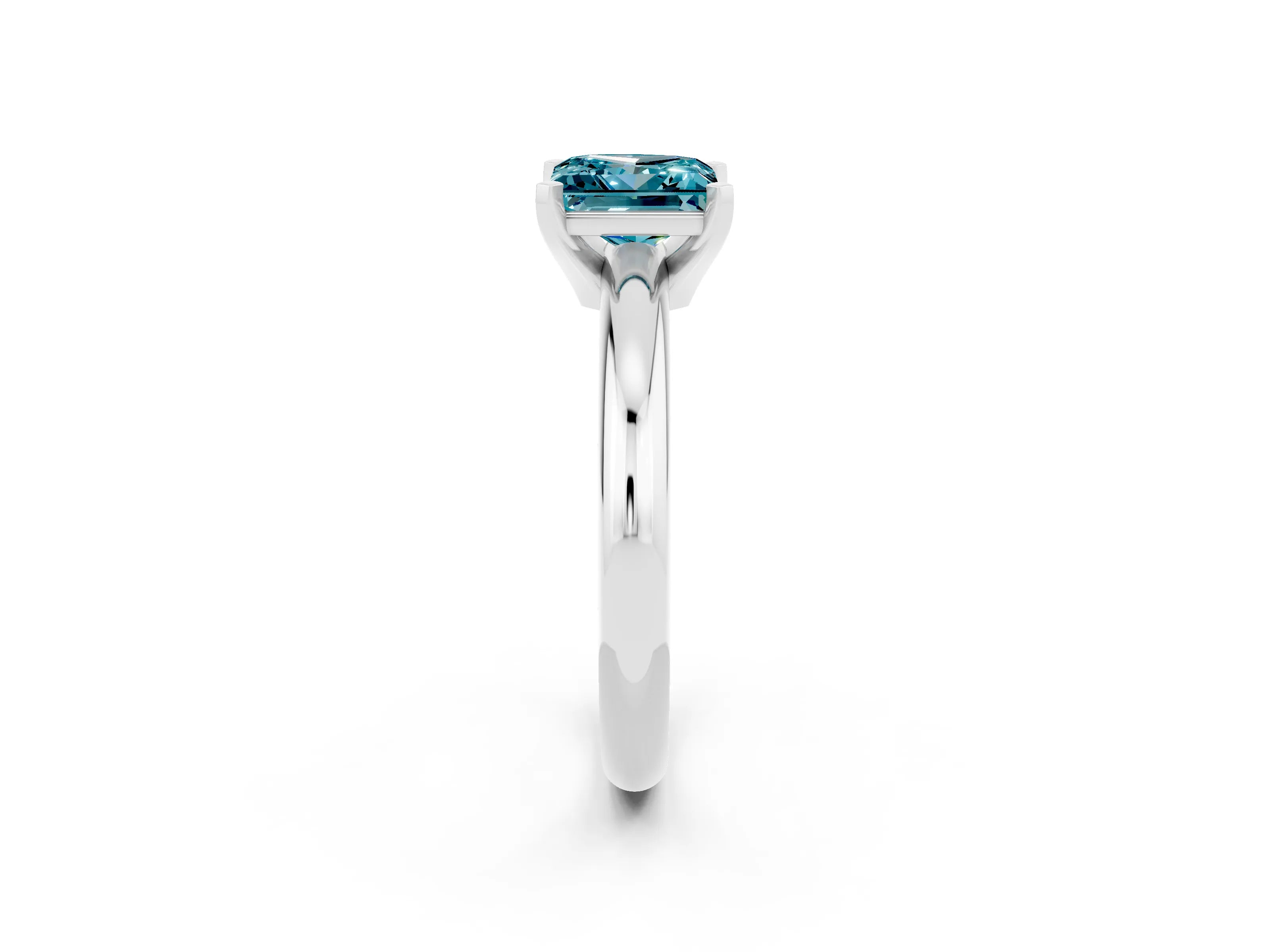 White gold Princess Cut Blue Topaz Solitaire Engagement Ring with Round Band and Four-Prong Setting_2