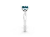 White gold Princess Cut Blue Topaz Solitaire Engagement Ring with Round Band and Four-Prong Setting_2