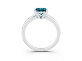 White gold Princess Cut Blue Topaz Solitaire Engagement Ring with Round Band and Four-Prong Setting_3