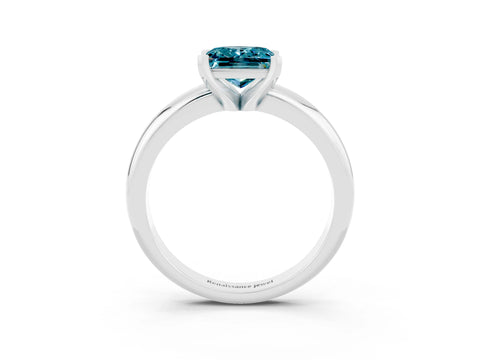 White gold Princess Cut Blue Topaz Solitaire Engagement Ring with Round Band and Four-Prong Setting_3