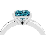 White gold Princess Cut Blue Topaz Solitaire Engagement Ring with Round Band and Four-Prong Setting_4