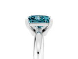 White gold Princess Cut Blue Topaz Solitaire Engagement Ring with Round Band and Four-Prong Setting_5
