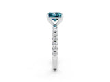 White gold Princess Cut Blue Topaz Solitaire Pavé Band with Four-Prong Setting_2