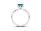 White gold Princess Cut Blue Topaz Solitaire Pavé Band with Four-Prong Setting_3
