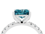 White gold Princess Cut Blue Topaz Solitaire Pavé Band with Four-Prong Setting_4