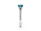White gold Princess Cut Blue Topaz Solitaire Pavé Engagement Ring with Round Band and Prong Setting_14