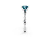 White gold Princess Cut Blue Topaz Solitaire Pavé Engagement Ring with Round Band and Prong Setting_68